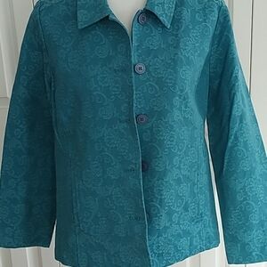 Appleseed's Petite Blue Embroidered Jacket 8P